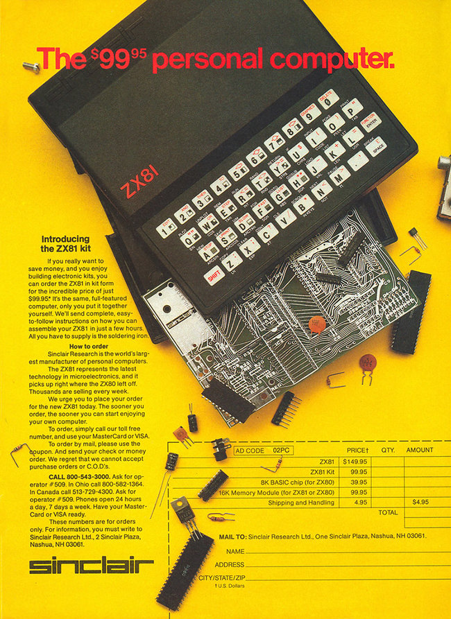 A Sinclair ZX81 kit advertisement from the early 1980s — one of the ZX81 ads I might have seen back then, from my own collection