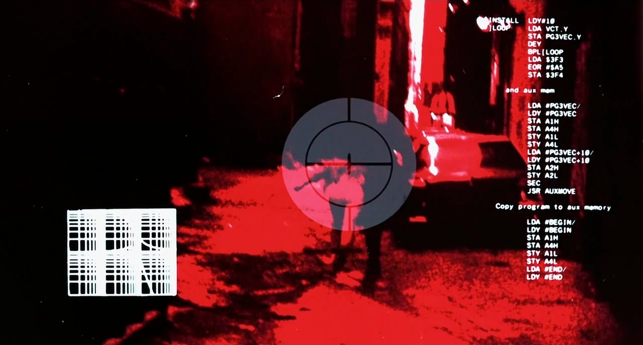 T-800 HUD frame showing the code around the $C311 call — reproduced for critical commentary