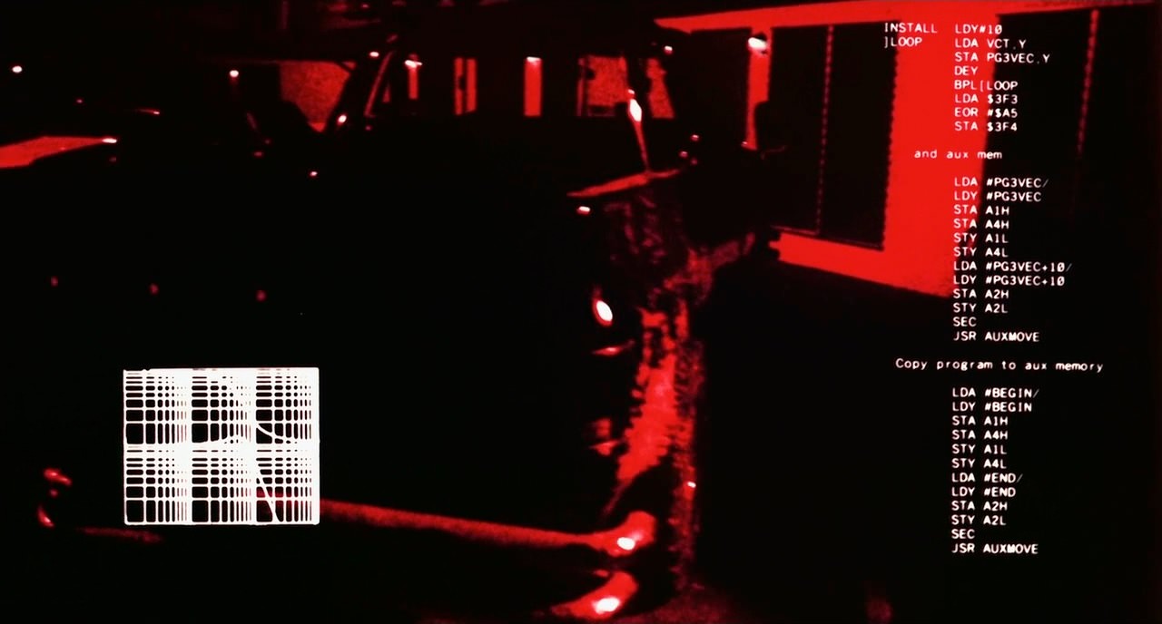 T-800 HUD frame showing the Key Perfect checksum table for OVLY.OBJ — reproduced for critical commentary